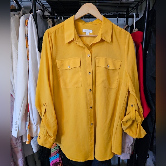Charter Club Button Up Long Sleeve Blouse - Picture 3 of 10